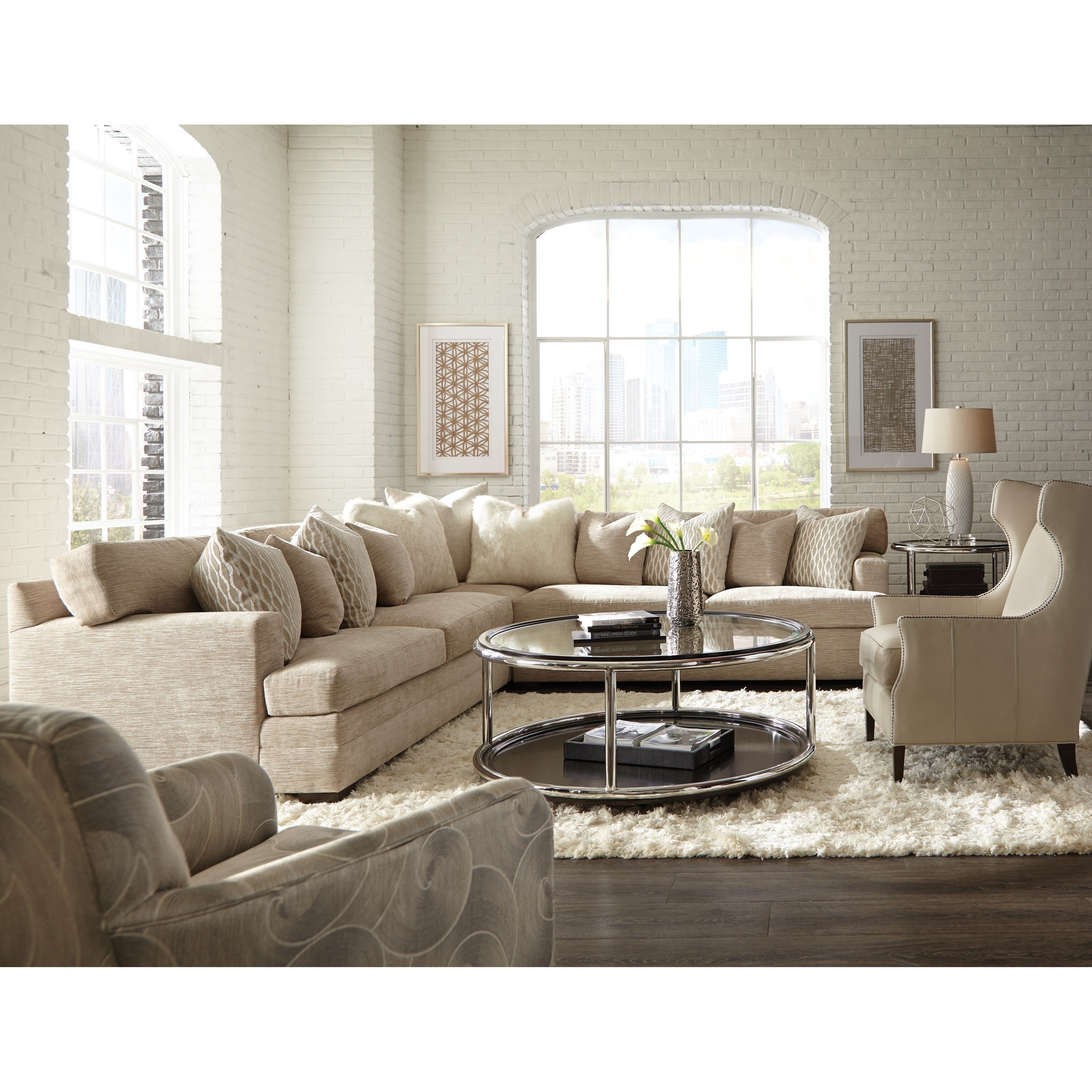 Huntington House 7100 Godfrey Contemporary LShape Sectional with Track